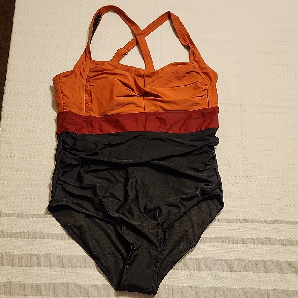 BloomChic Orange and Black One-Piece Swimsuit